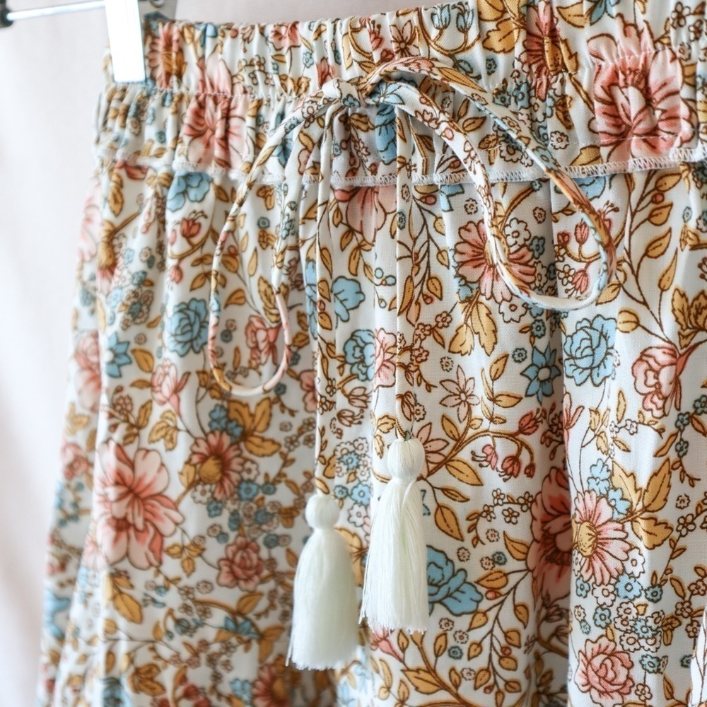 Floral fringe tie swing skirt - Picture 3 of 4